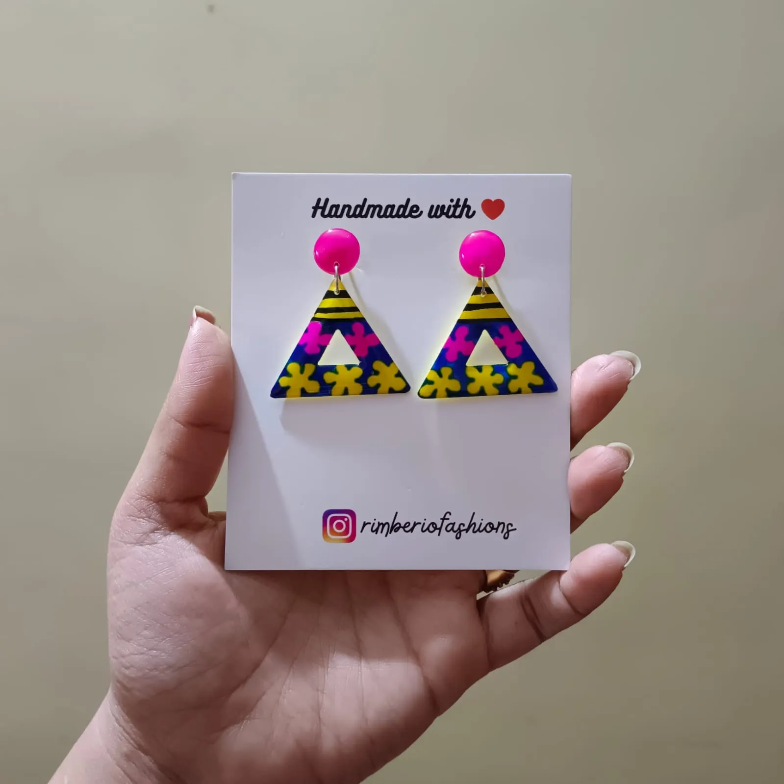 Resin Triangle Earrings - Image 2 in Mumbai
